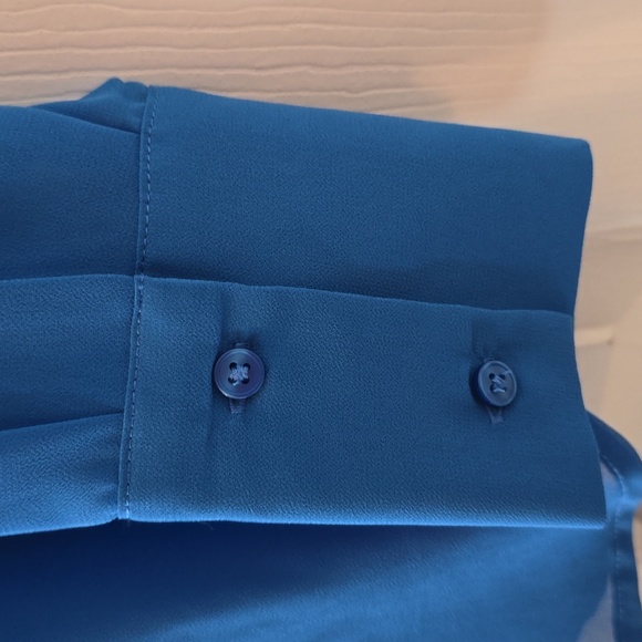 WORTHINGTON WOMENS PETITE FRONT BUTTON LONG SLEEVE BLUE BLOUSE SIZE PETITE XL - Picture 7 of 14